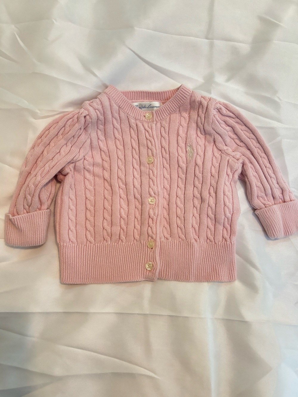 Ralph Lauren Light Pink Cable-Knit Button Cardigan baby 0-3m